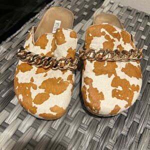 Myra Women's Tan and White Mules Size 10